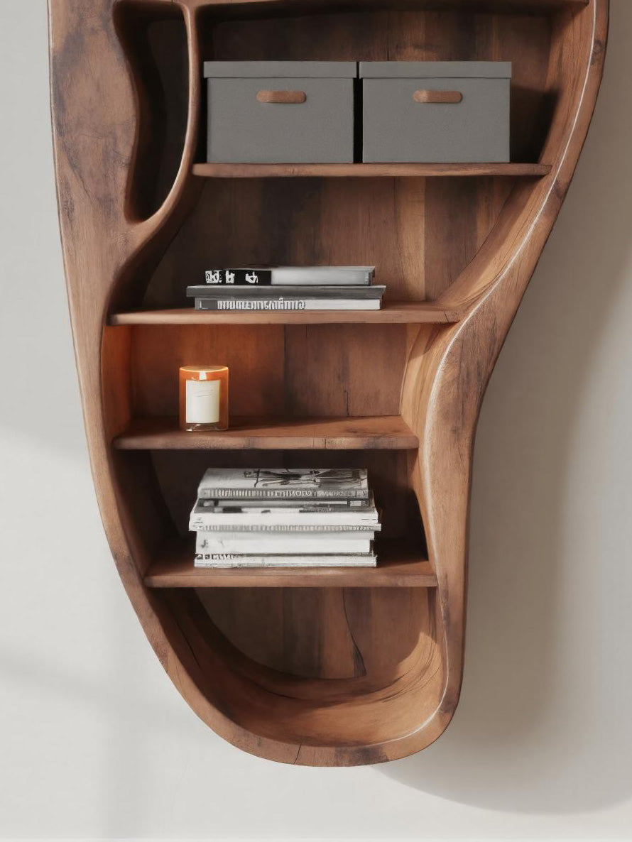 Organic Wall Bookshelf With Sculptural Design For Living Room Or Office