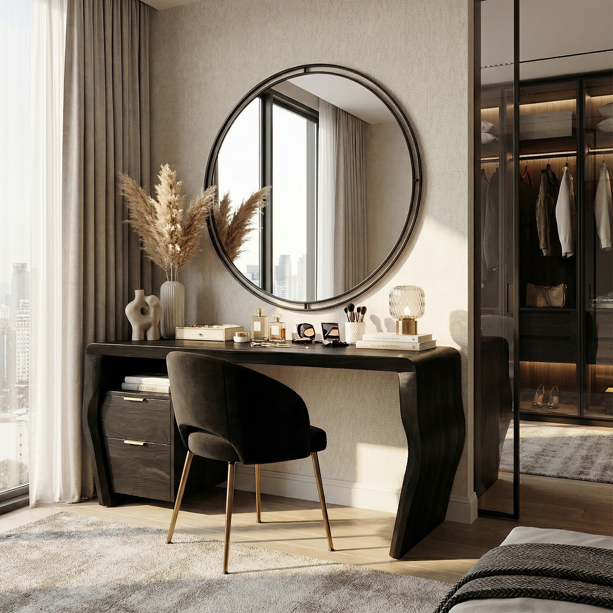 Mid Century Vanity Desk Bedroom Apartment Makeup Area