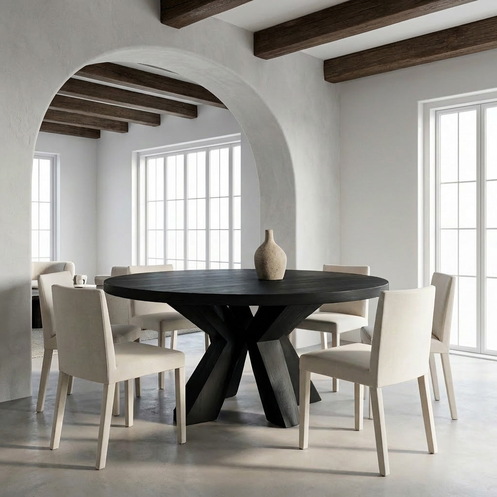 Organic Wooden Dining Table With Multi-Branched Base For Kitchen