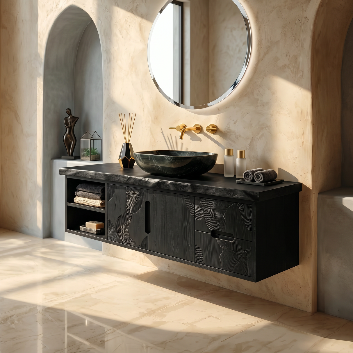 Modern Live Edge Bath Cabinet Garden Retreat