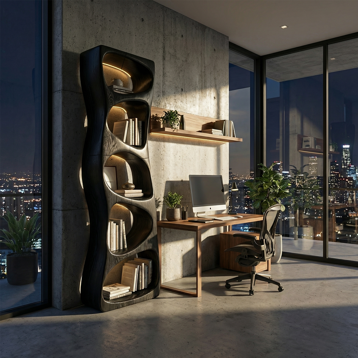 Minimalist Geometric Bookshelf Entryway Display