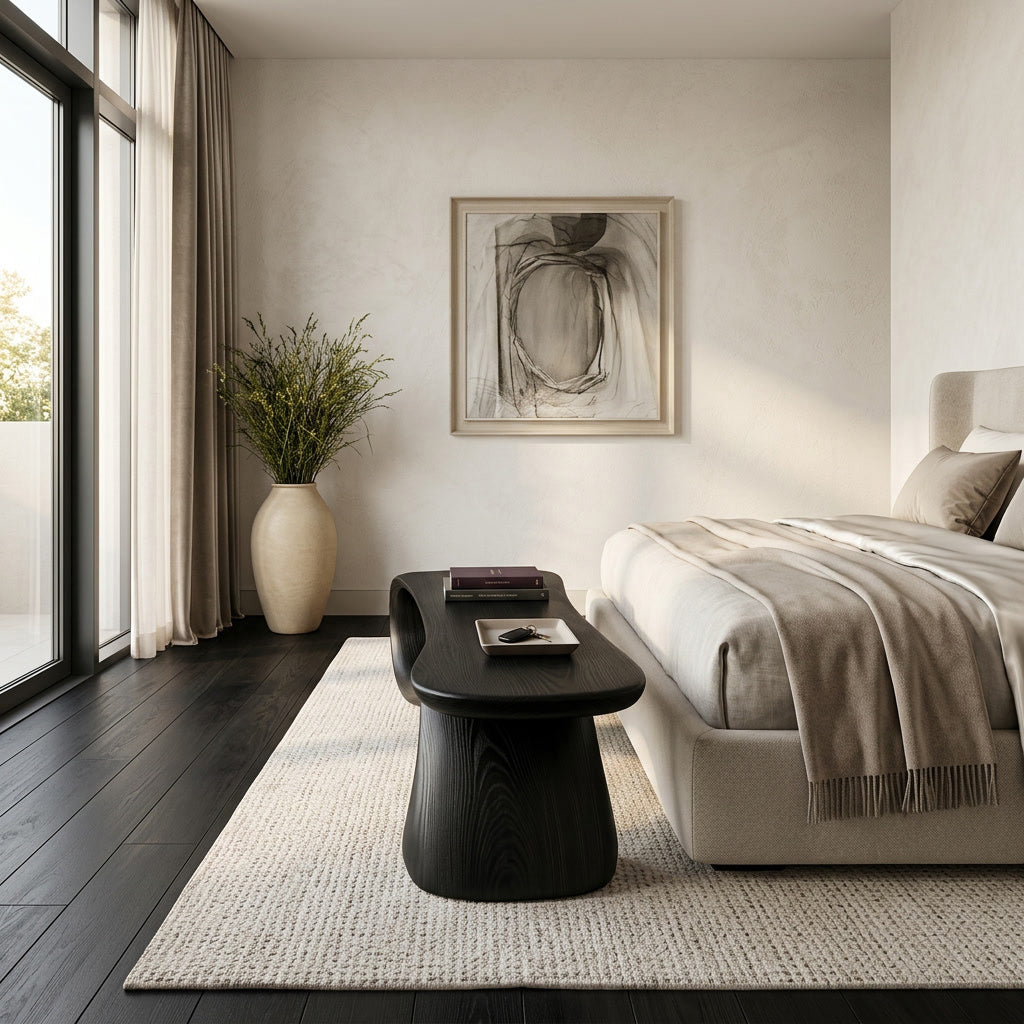 Minimalist Wooden Bench For Living Room Accent Decor