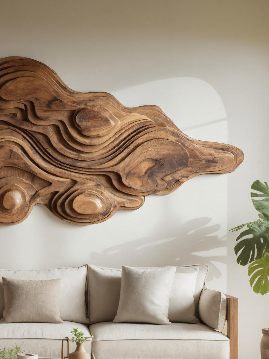 Artistic Wall Sculpture With Organic Wave Design For Living Room