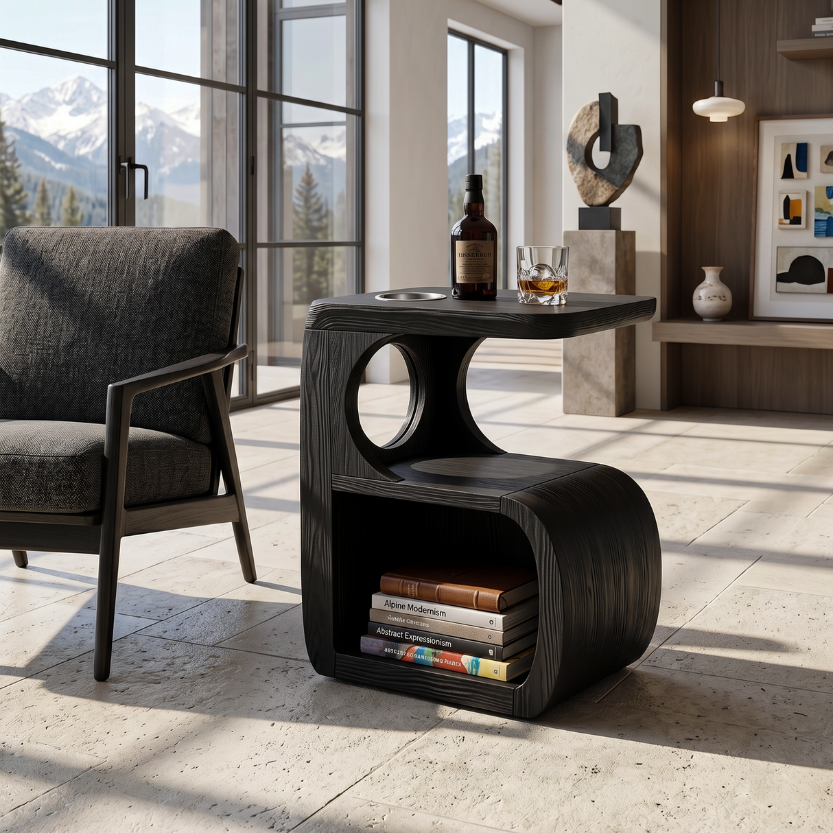 Scandinavian Flowing Accent Table For Reading Lounge Interior