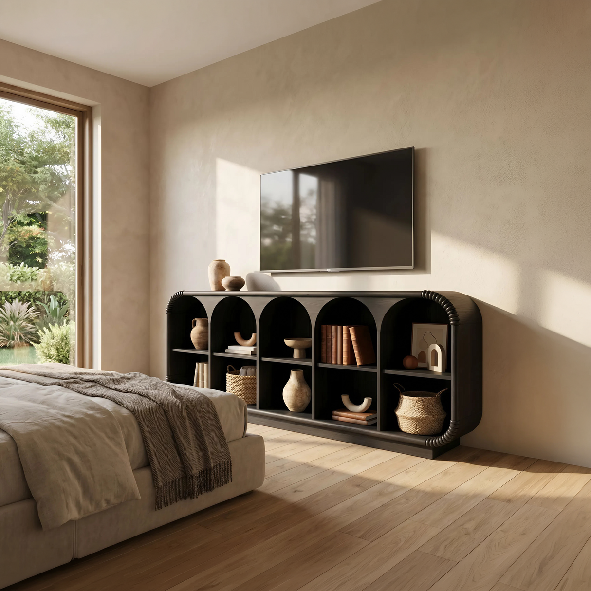Minimalist Sculptural TV Stand For Media Room Interior