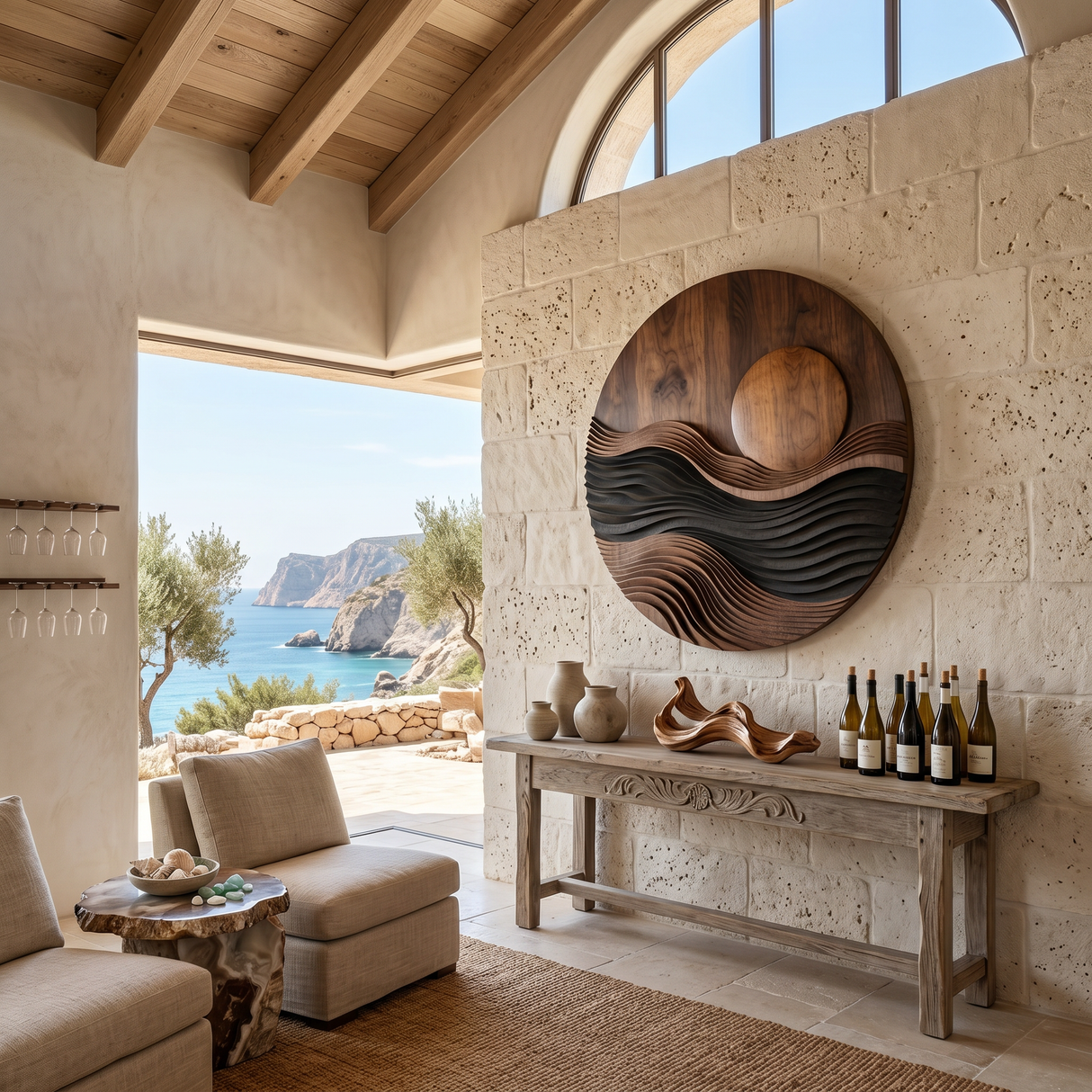 Modern Circular Landscape Wall Art For Living Room