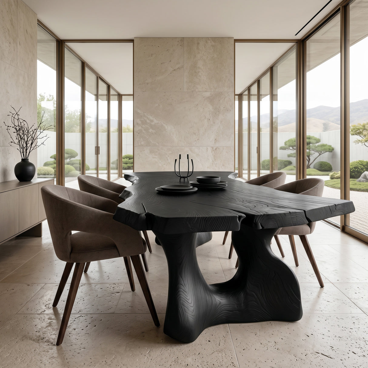 Live Edge Sculptural Dining Table For Modern Dining Room