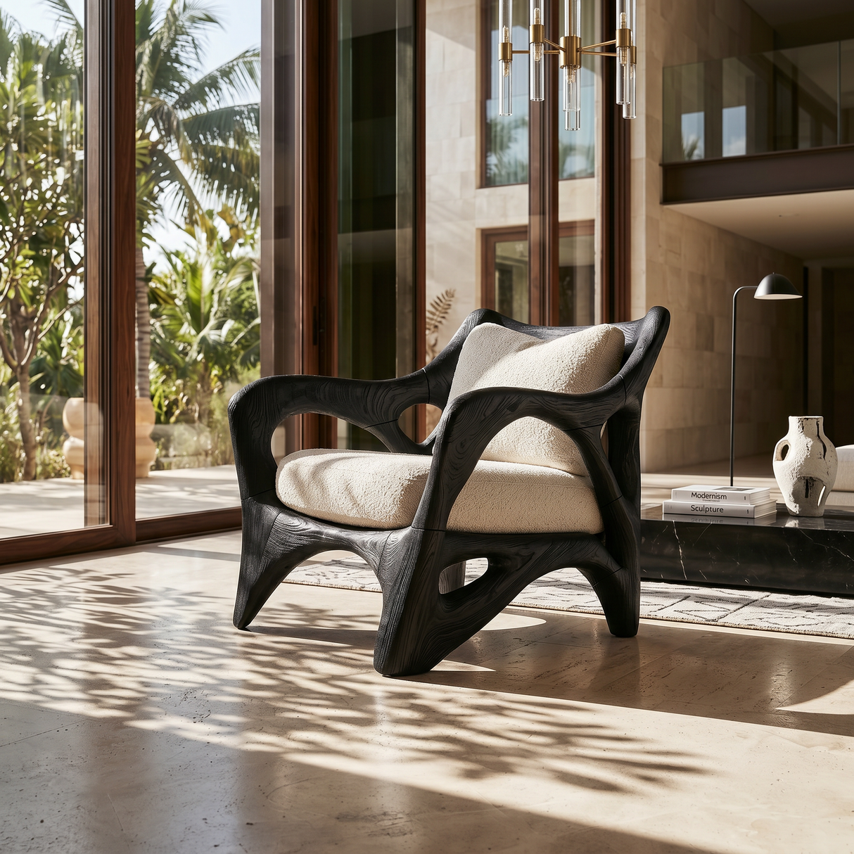 Modern Sculptural Lounge Chair for Sophisticated Wine Room Interiors