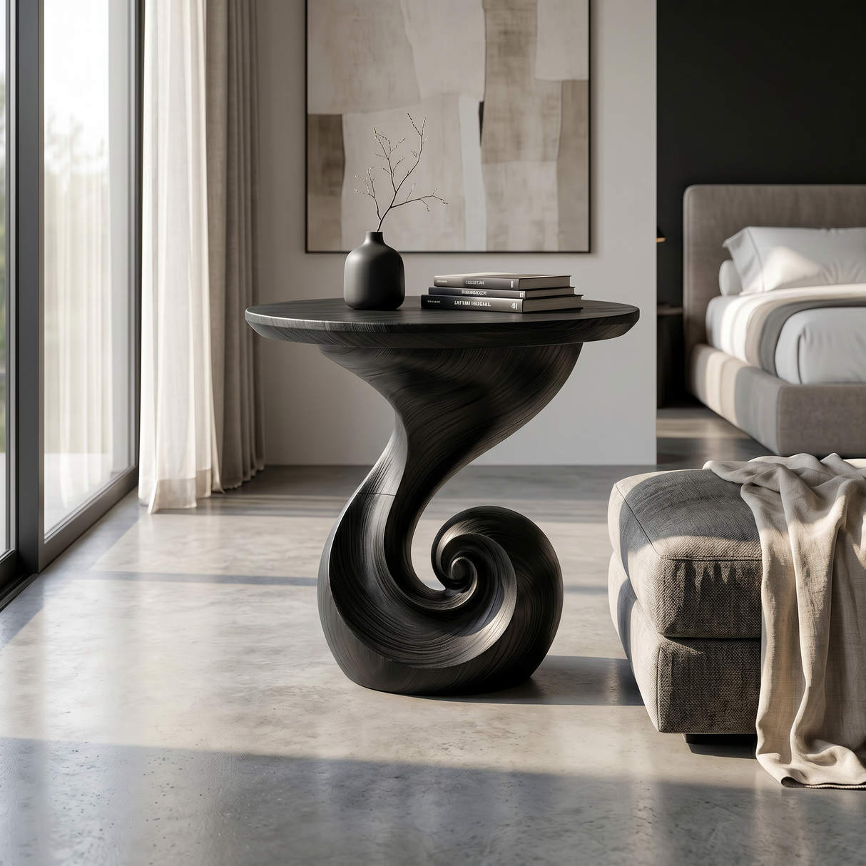 Scandinavian Spiral Side Table Modern Family Room