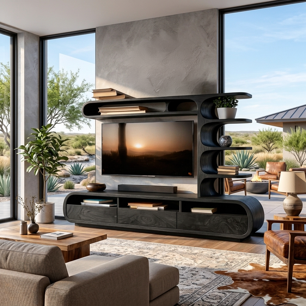 Elegant Wooden TV Console For Living Area