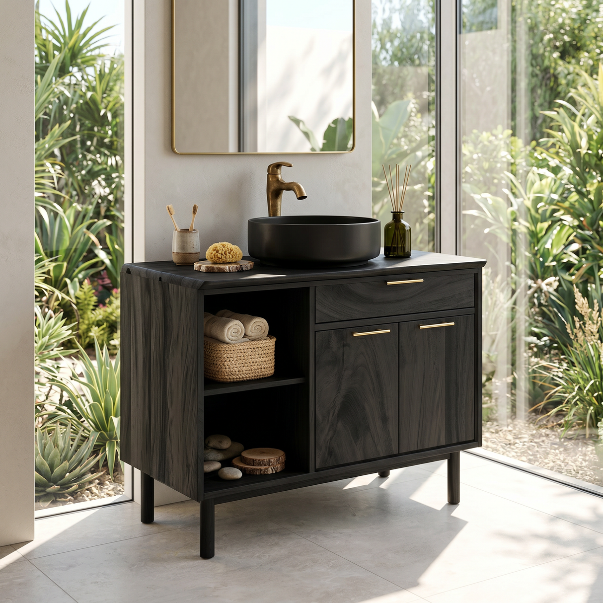 Minimalist Wood Bathroom Vanity For Contemporary Bath