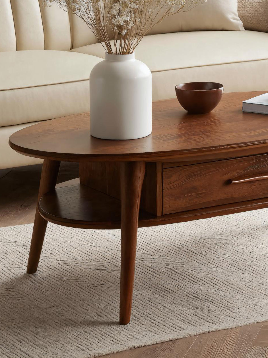Modern Oval Coffee Table With Drawer For Lounge