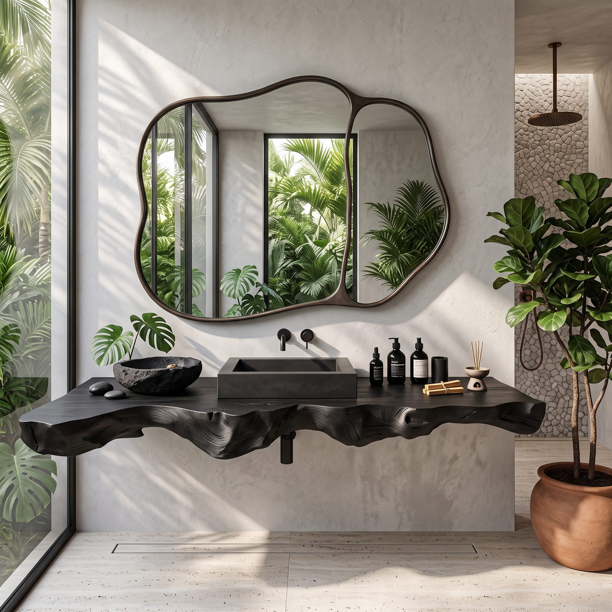 Live Edge Solid Wood Vanity For Rustic Bathroom