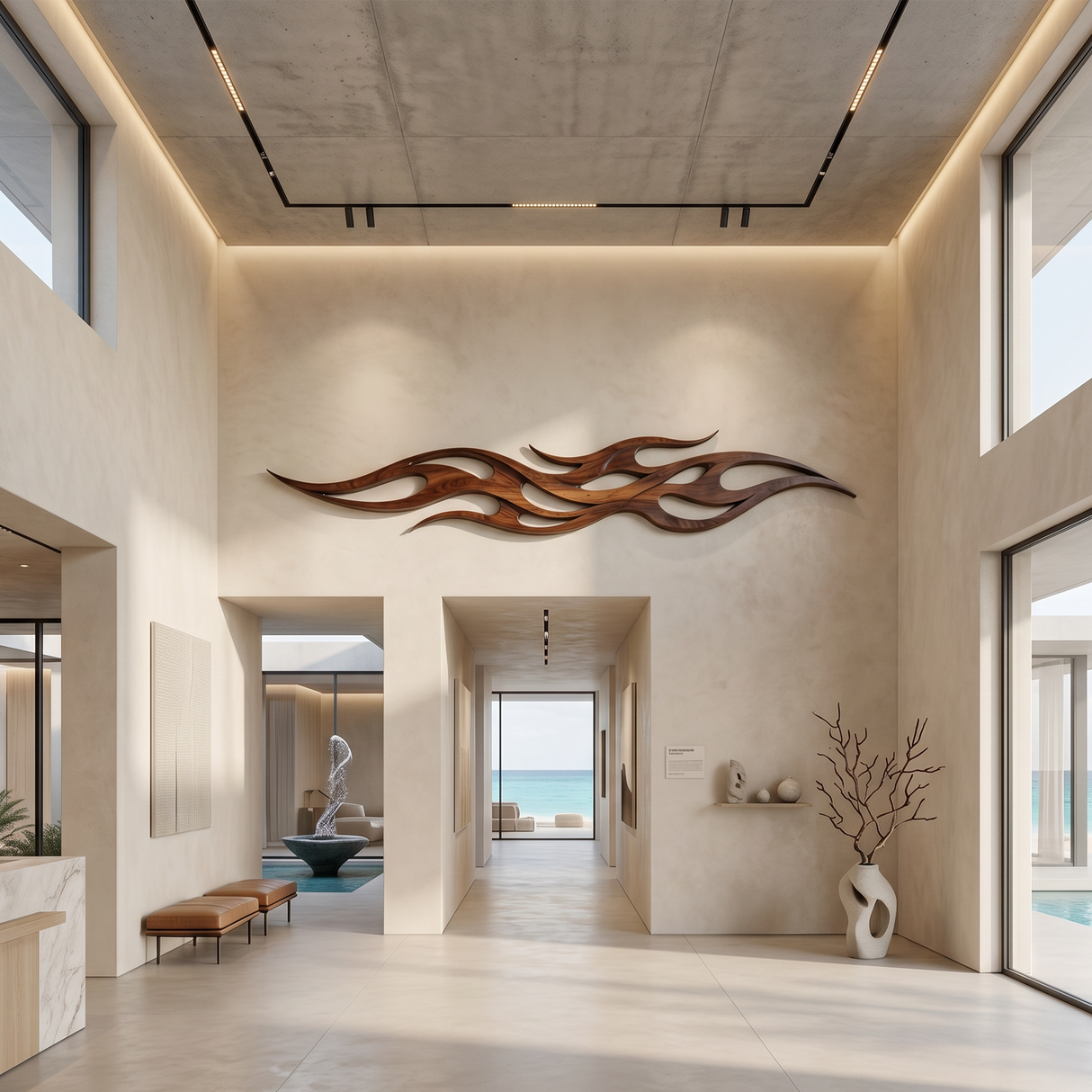 Contemporary Sculptural Wall Panel For Media Lounge Space