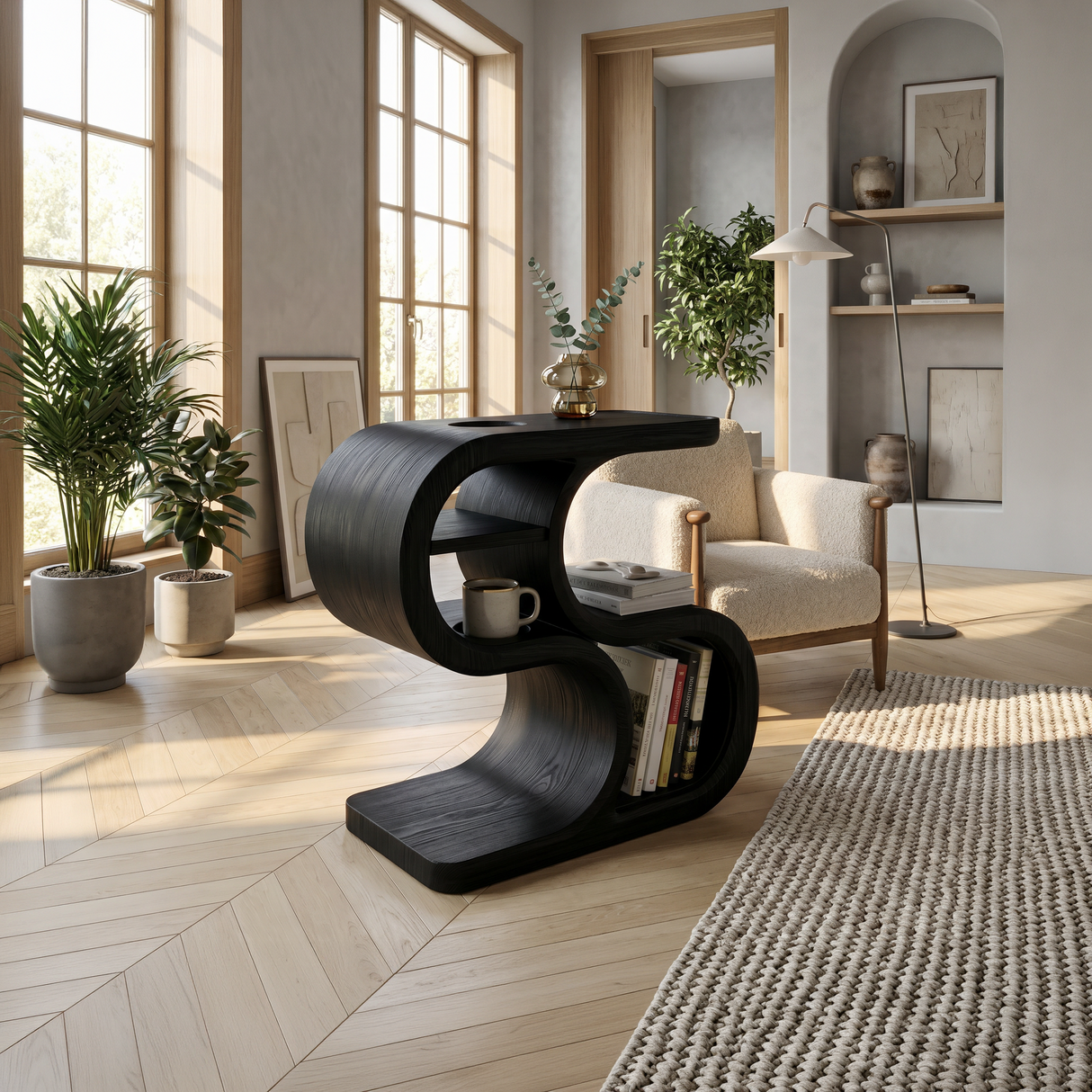 Scandinavian Organic Accent Table For Resort Interior Space