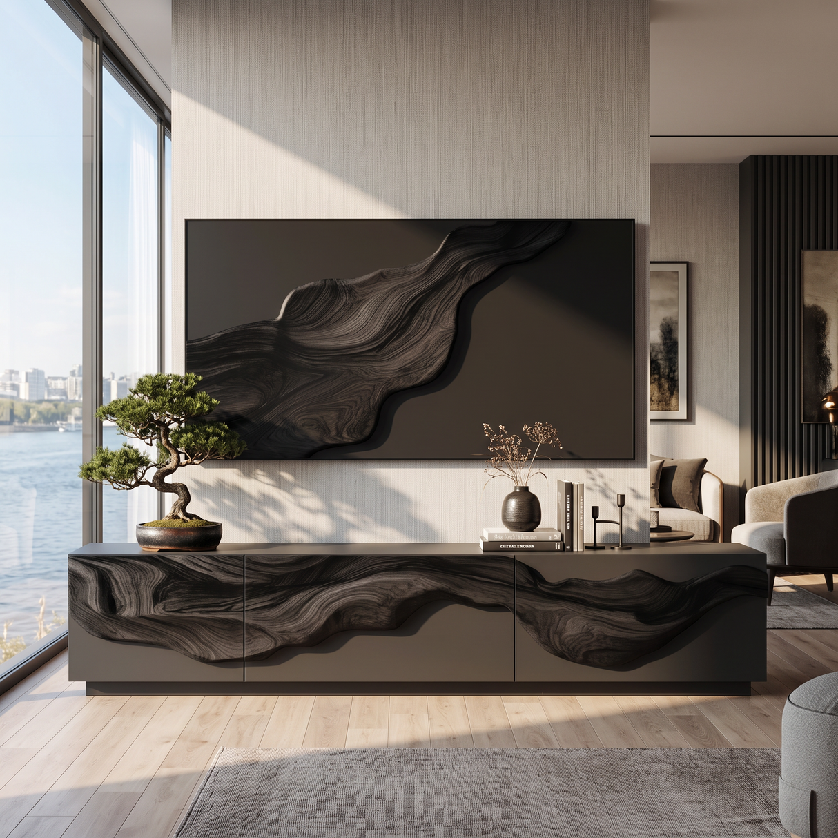 Rustic TV Console For Living Room Furniture Decor