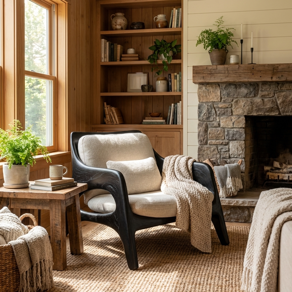 Organic Natural Wood Chair For Home Balcony