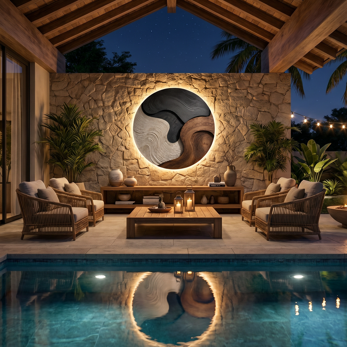 Mid Century Flowing Wall Decor For Vacation Home Interior