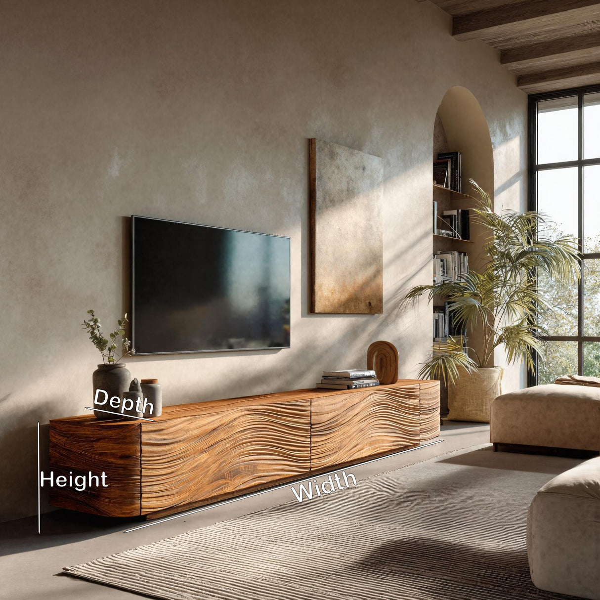 Minimalist Wave TV Console For Living Room