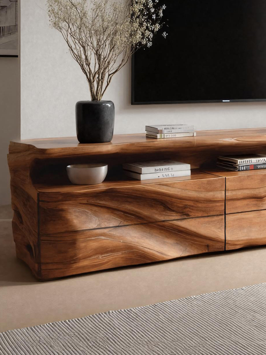Modern TV Console With Shelf And Drawers For Living Room