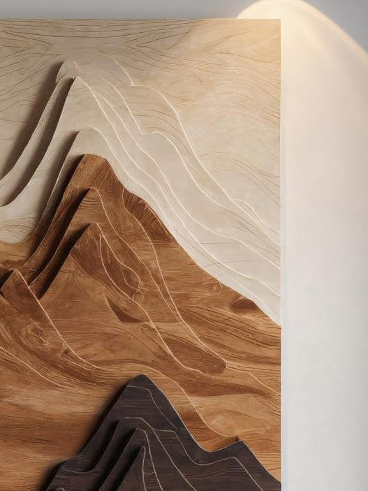 Contemporary Mountain Wall Sculpture For Entryway