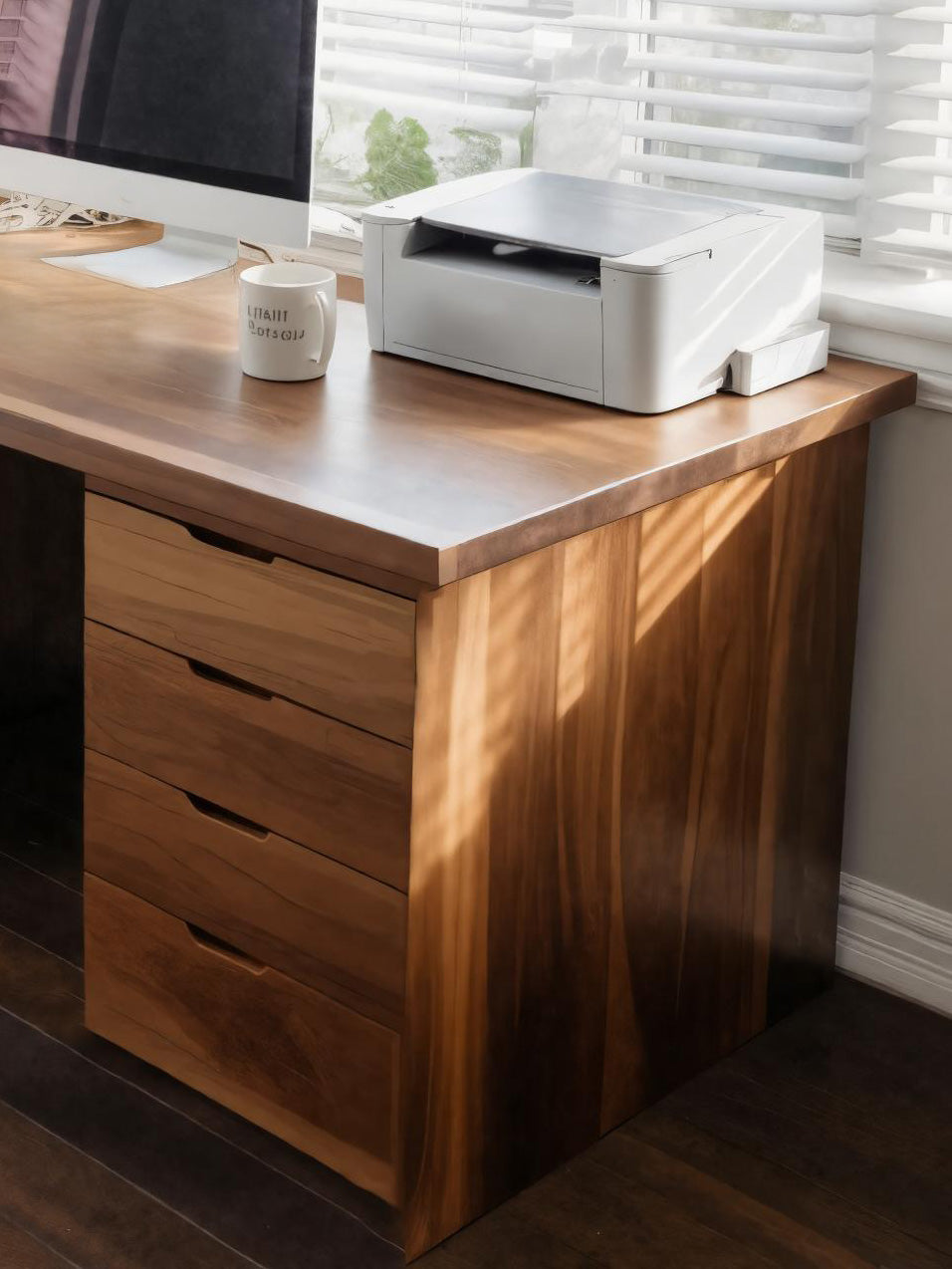 Modern Desk With Multiple Drawers For Home Office