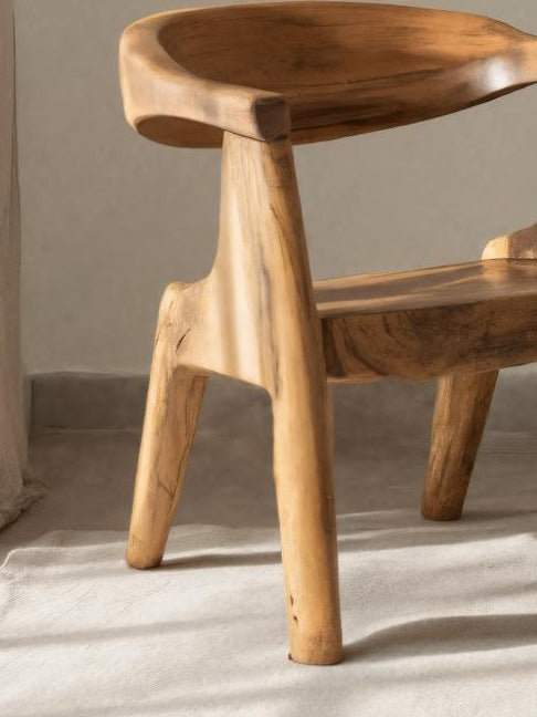 Sculptural Armchair With Curved Backrest For Living Room