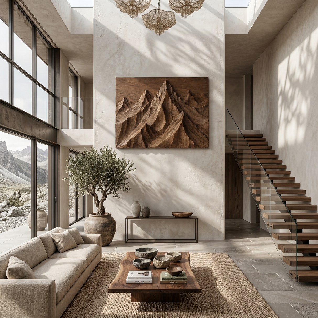 Rustic Mountain Ridge Wall Art For Living Room