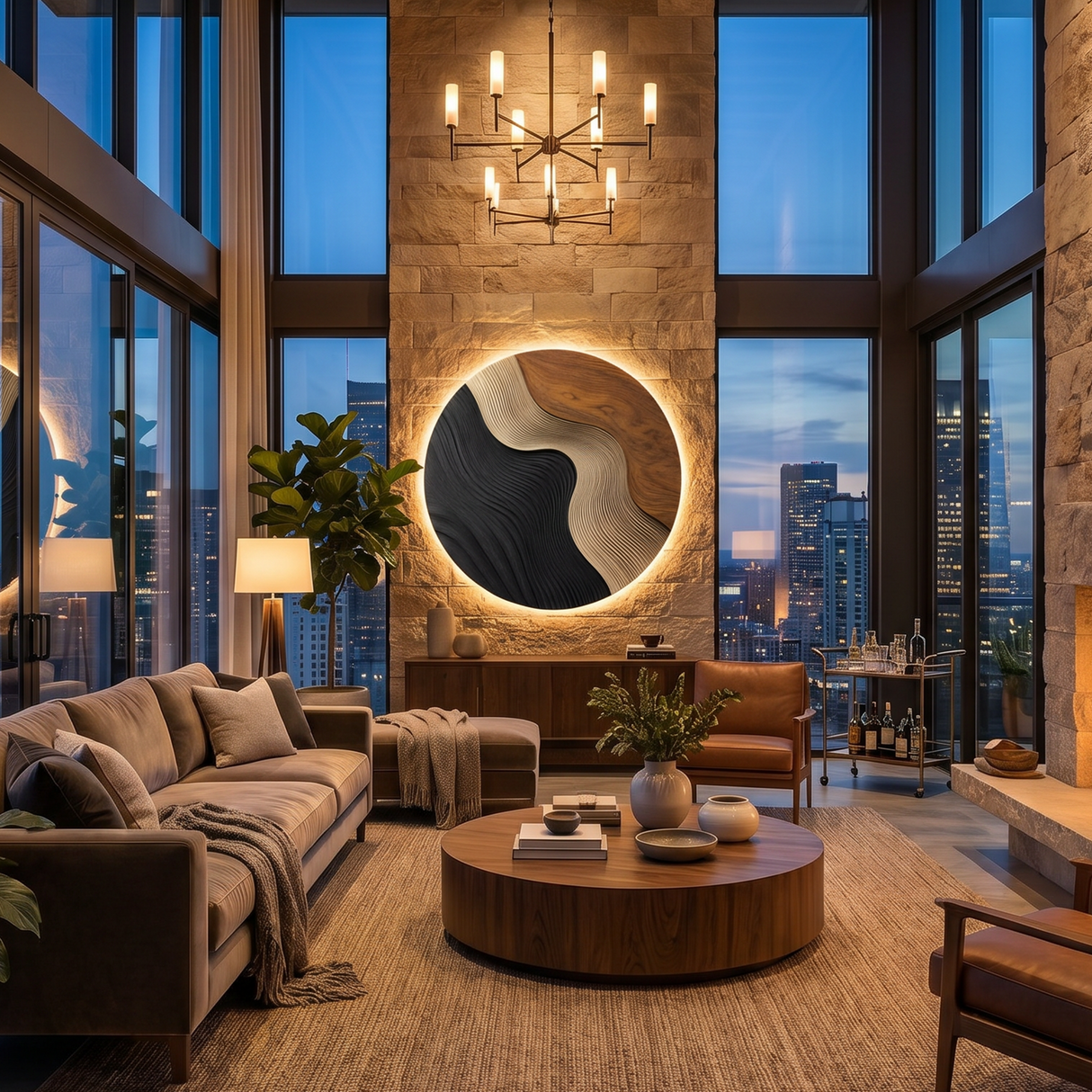 Minimalist Contour Wall Art For Sunroom Interior Space