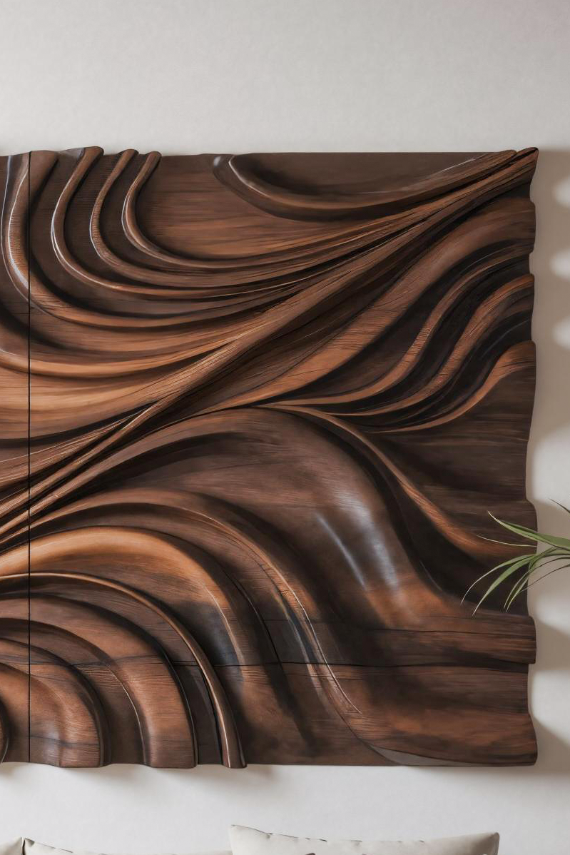 Elegant Wave Inspired Wall Sculpture for Modern Living Room