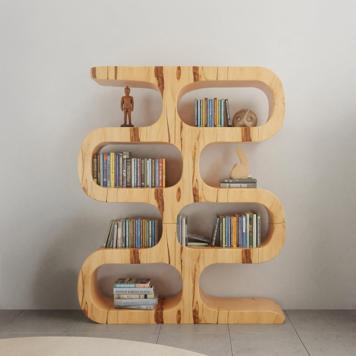 Modern Curved Bookshelf For Japandi Or Minimalist Living Room