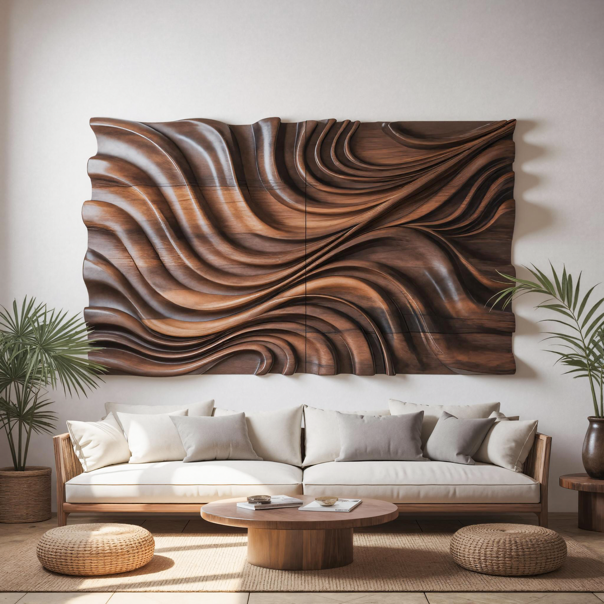 Elegant Wave Inspired Wall Sculpture for Modern Living Room