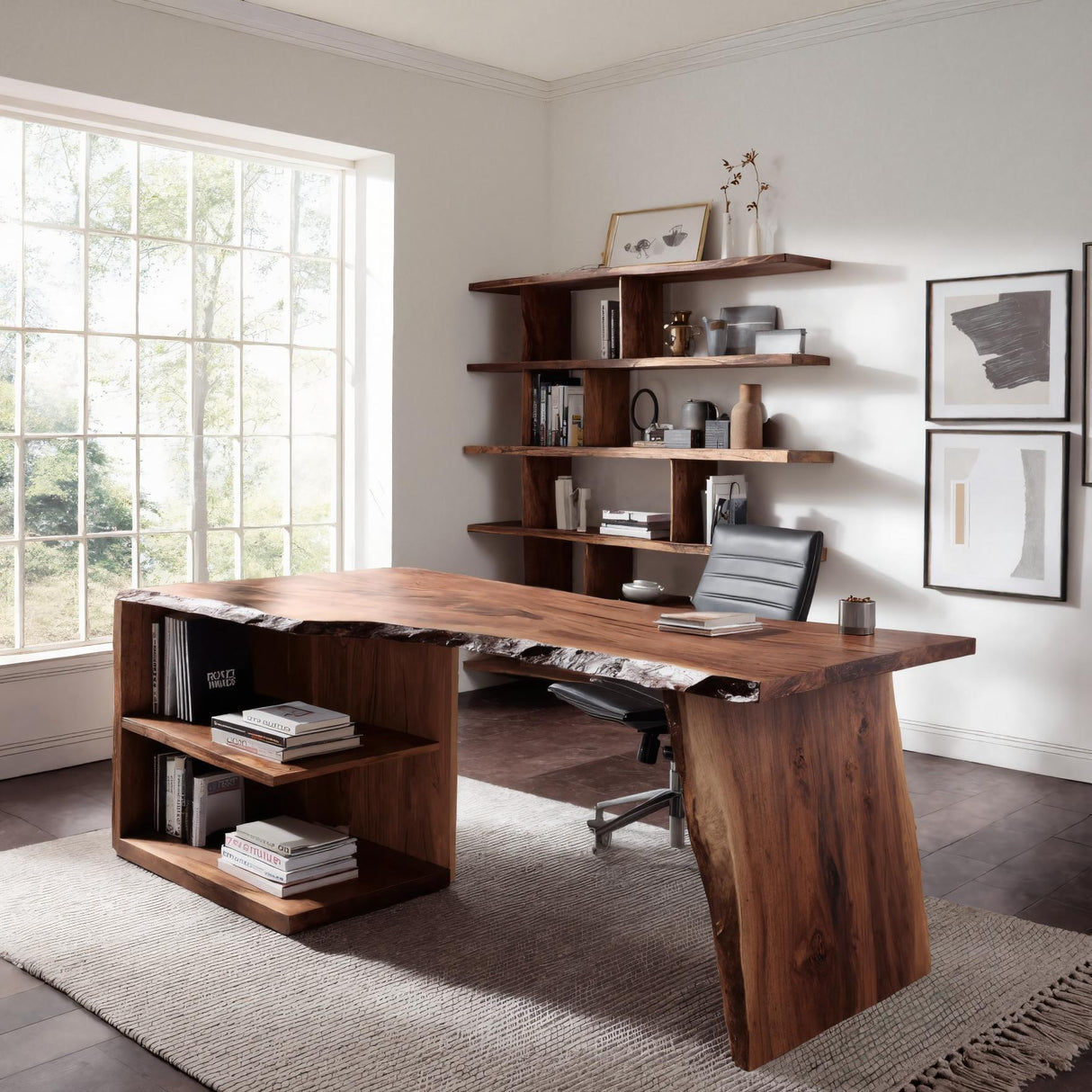 Modern Desk With Built-in Storage For Home Office