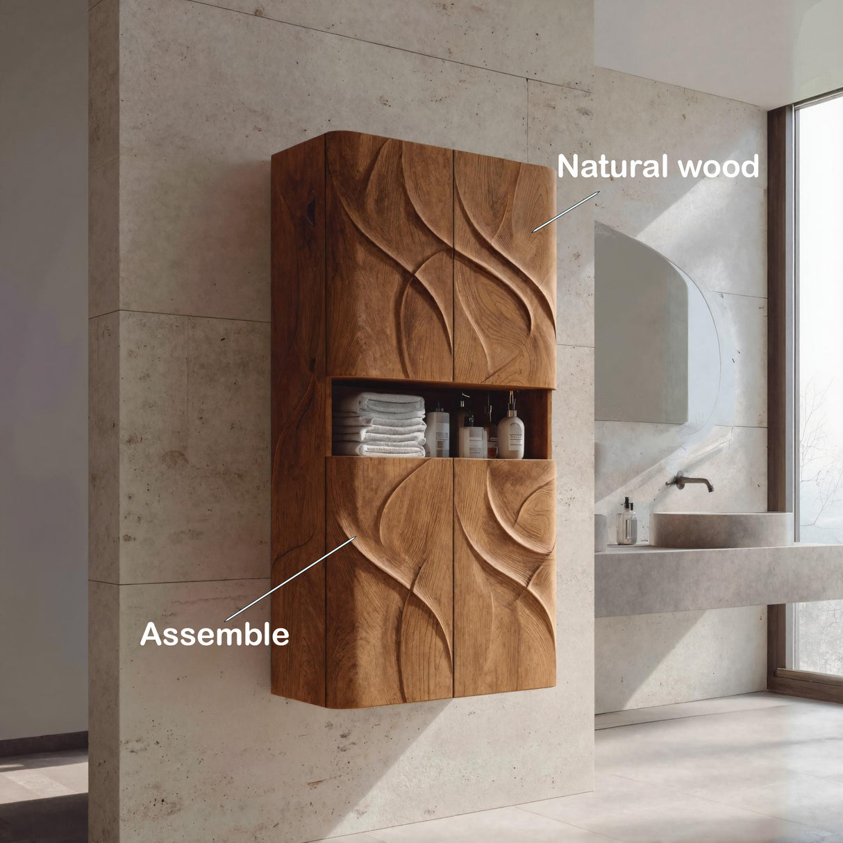 Contemporary Bathroom Cabinet With Door Waves For Bathroom