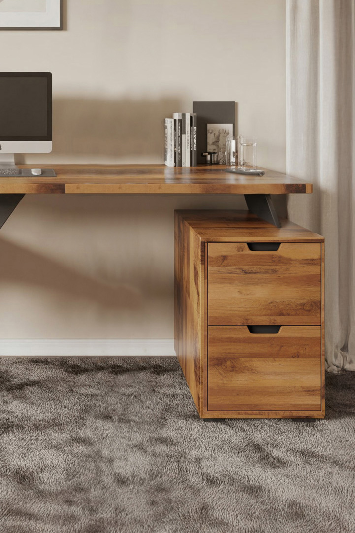 Modern Desk With Z Frame And Drawers For Home Office