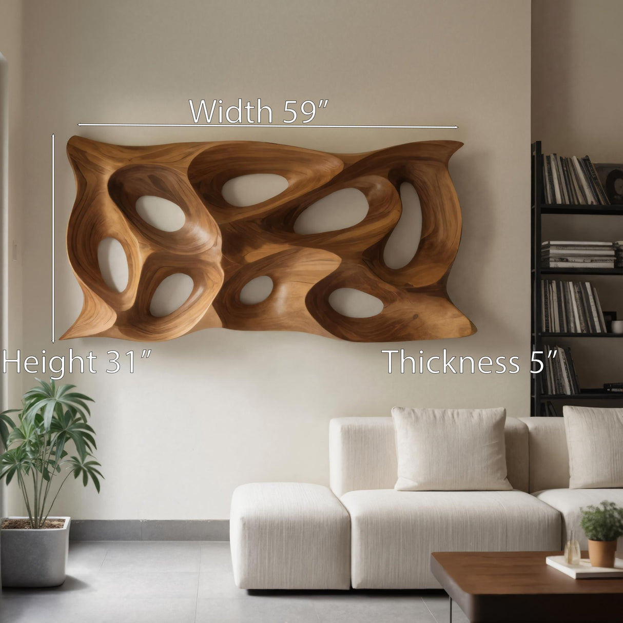 Modern Sculptural Wall Art With Abstract Carved Panel For Lounge