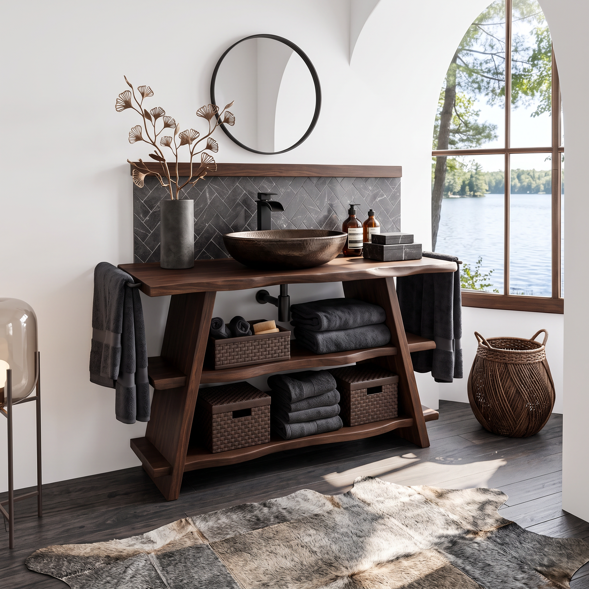 Rustic Vanity With Drawer For Compact Bathroom Spaces