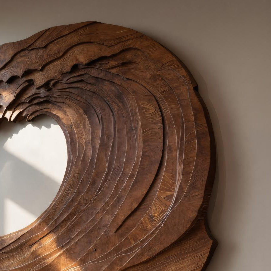 Organic Carved Wave Wall Art Above Sofa For Living Room