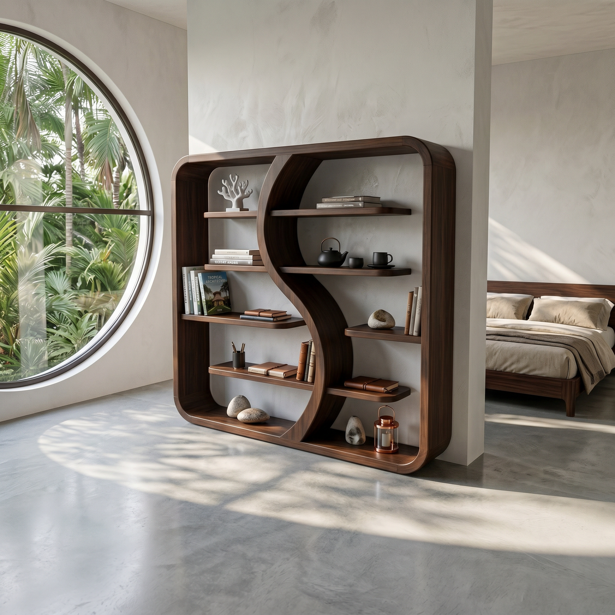 Organic Solid Wood Bookcase For Nature Inspired Homes