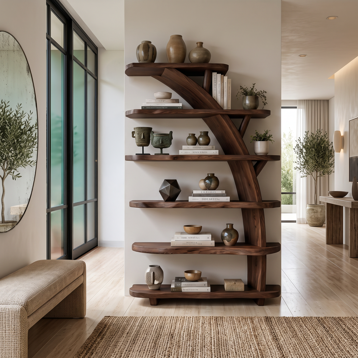 Contemporary Bookshelf Curved Tree For Luxury Home Office