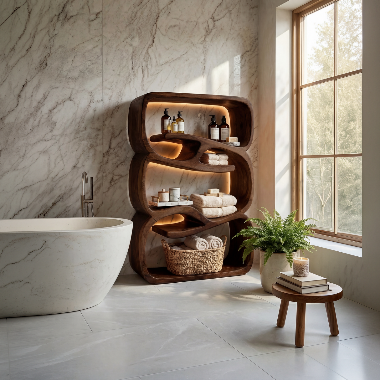 Organic Modern Bookshelf Kitchen Storage Display