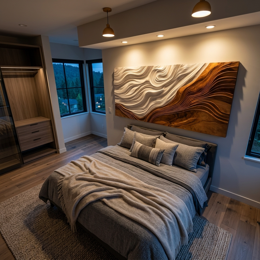 Contemporary Wooden Wave Wall Art For Wall Decor