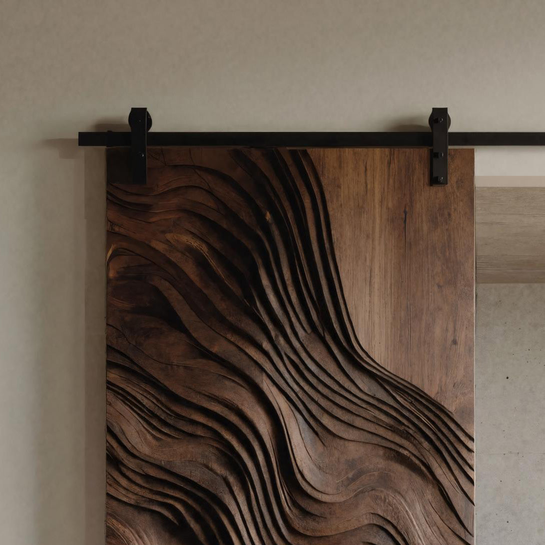 Modern Organic Wave Carved Sliding Door For Home Interior