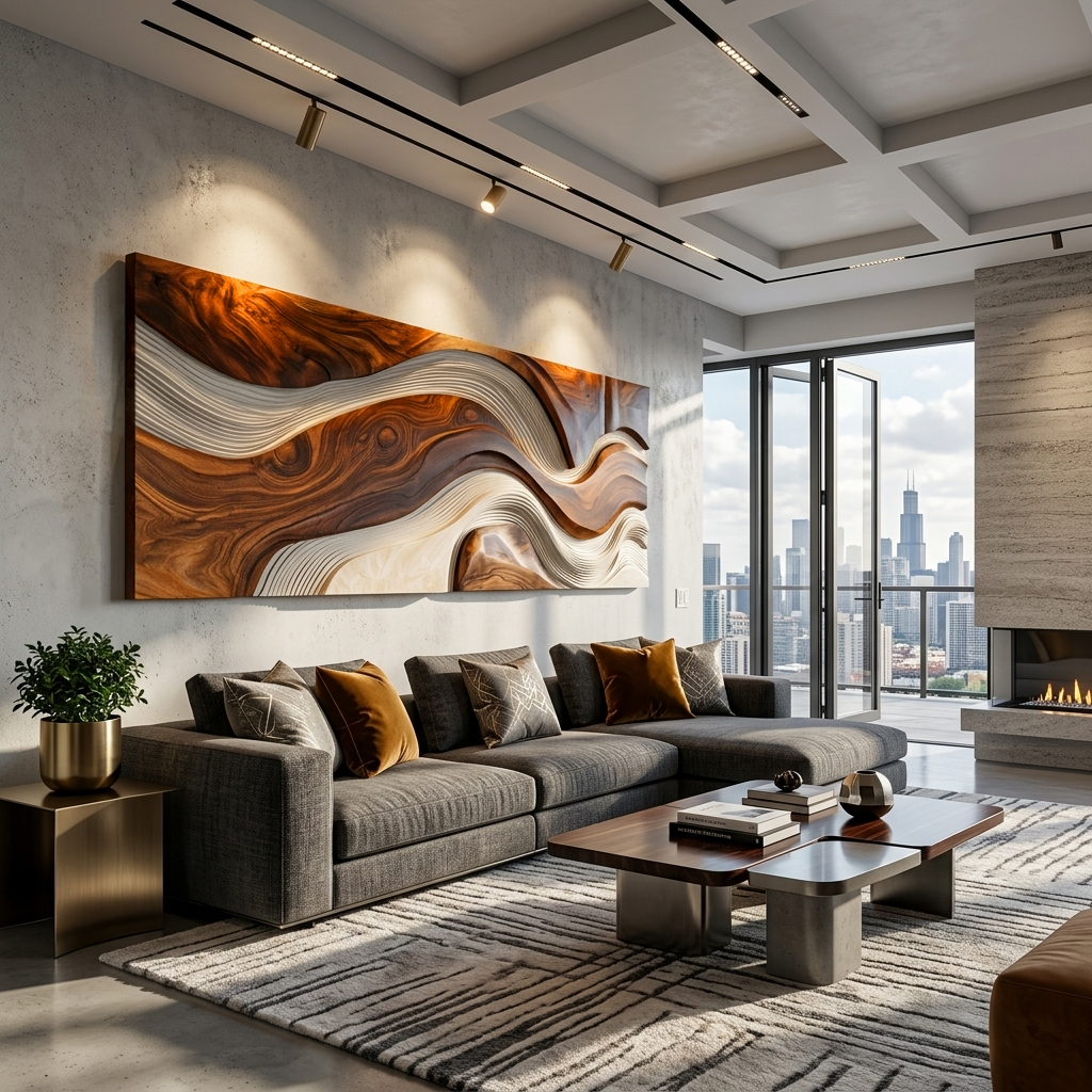 Contemporary Sculpture Wooden Wall Art For Living Room