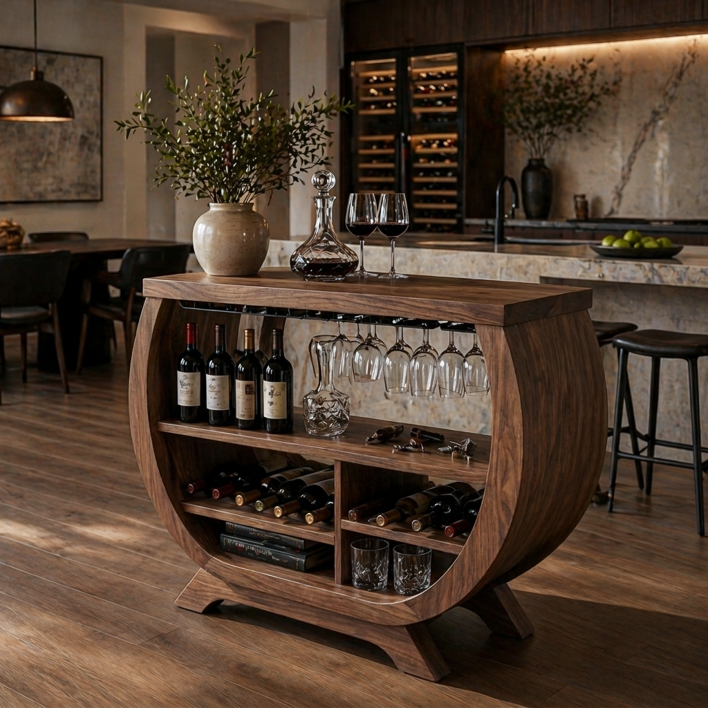 Contemporary Wine Cabinet With Wine Rack For Dining Area