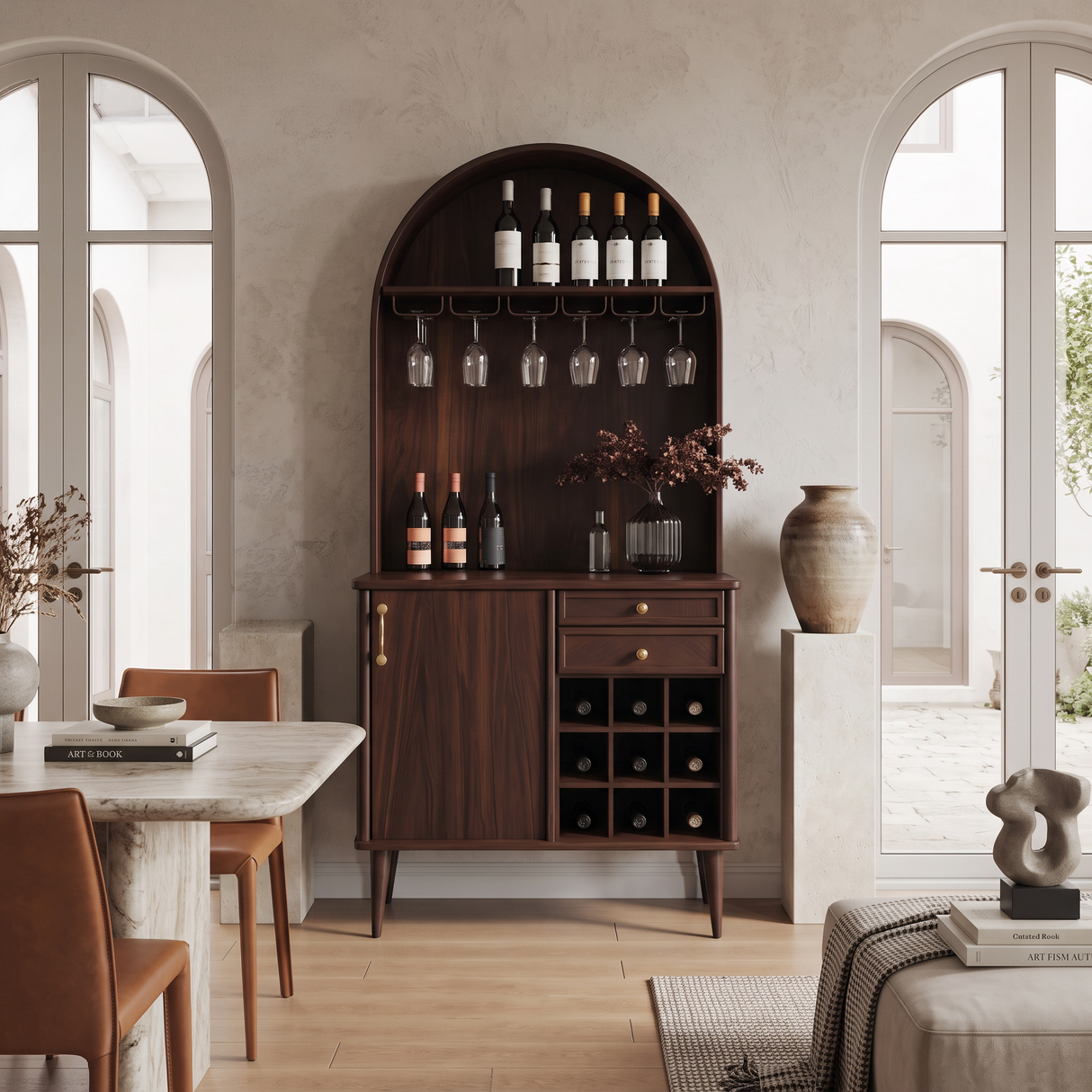 Classic Wine Cabinet With Storage For Dining Room