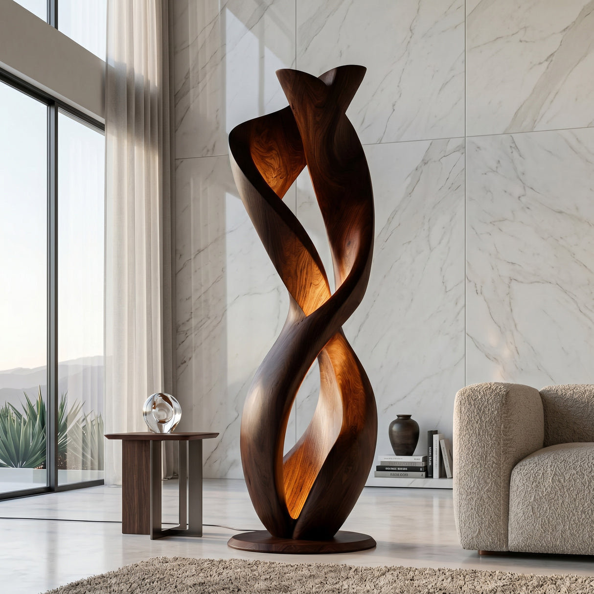 Luxury Twisted Floor Lamp With Sculptural Form For Living Room