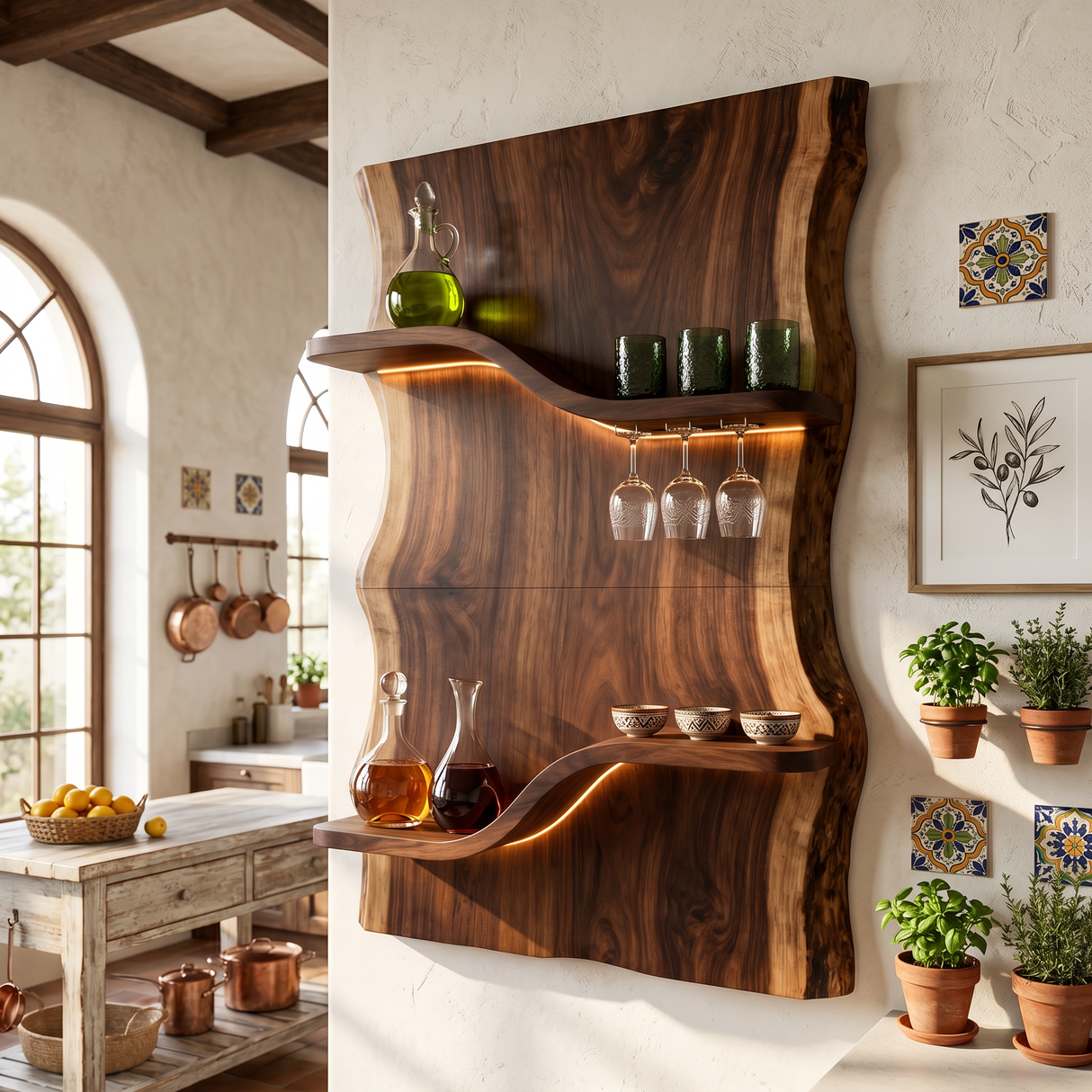 Scandinavian Multi Tier Wine Rack Shelf For Living Room