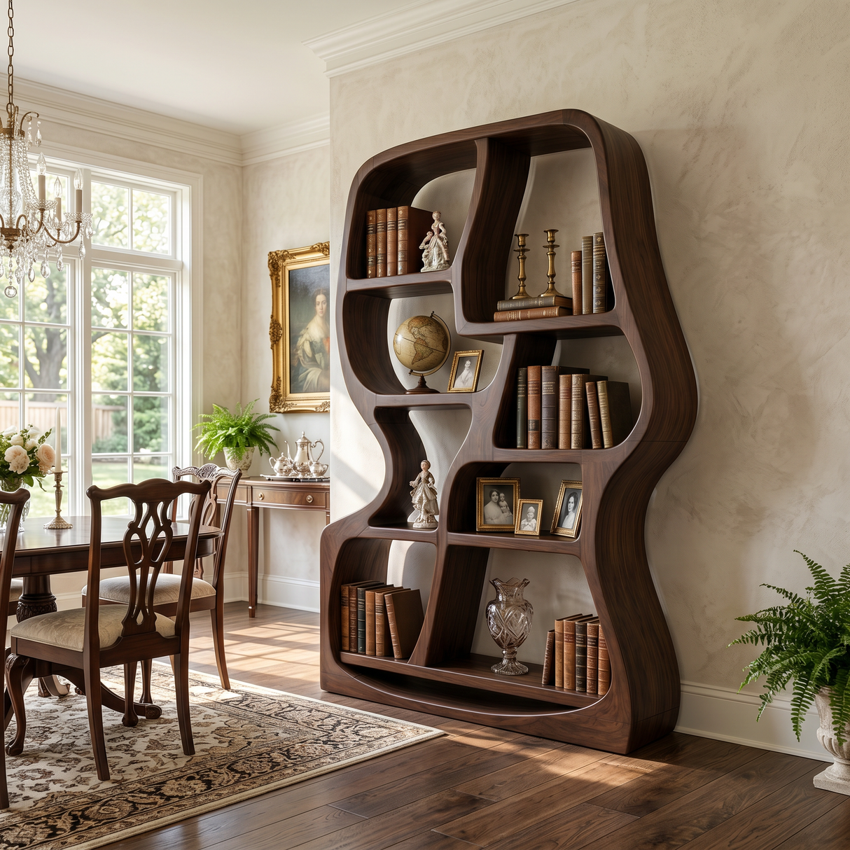 Modern Sculptural Bookshelf For Home Library Display