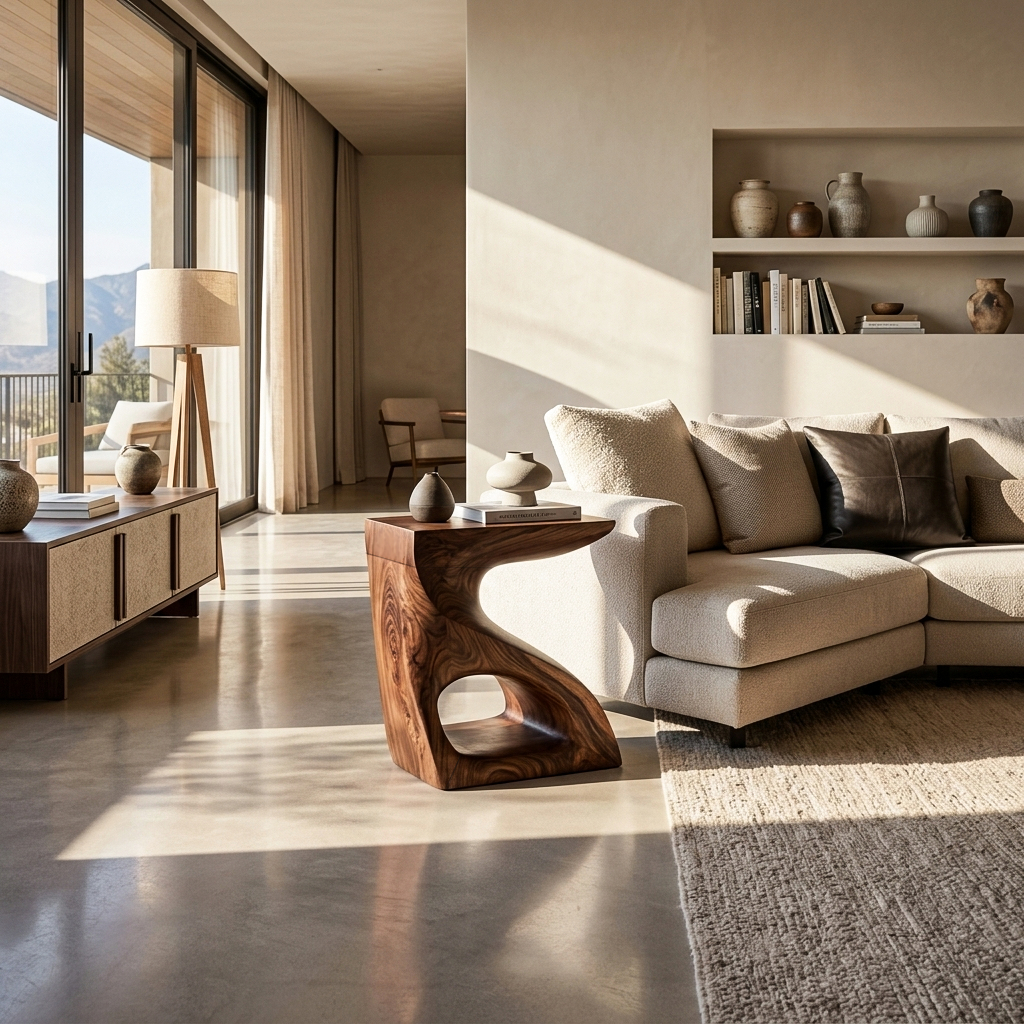 Modern Sculptural Side Table For Home Decor